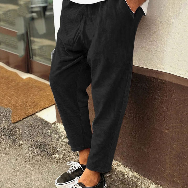 Men's Relaxed-Fit Corduroy Elastic-Waist Casual Pants - Black