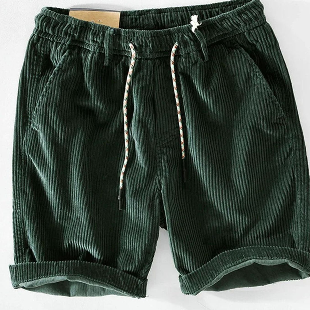 Men's Relaxed-Fit Corduroy Elastic-Waist Shorts - Green