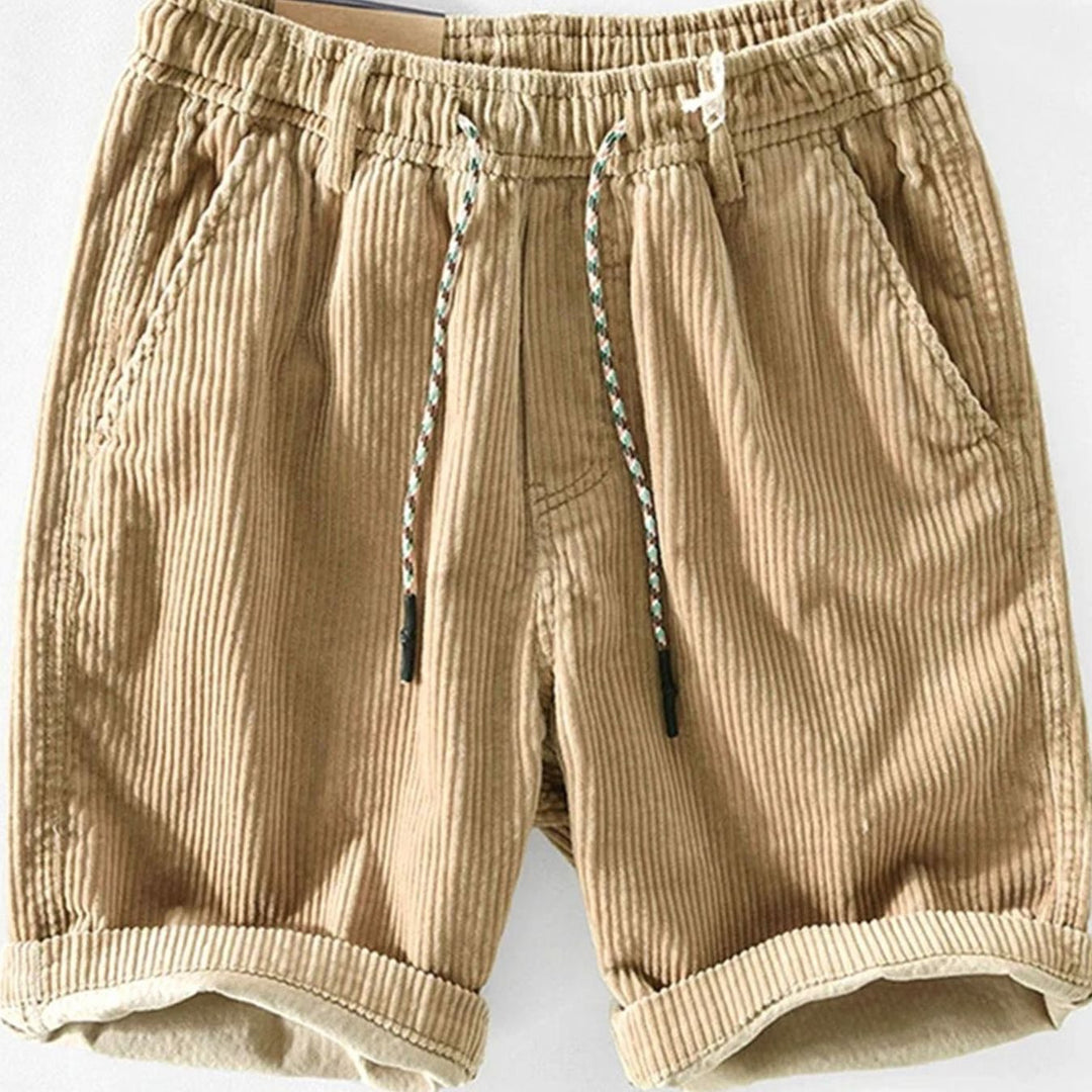 Men's Relaxed-Fit Corduroy Elastic-Waist Shorts - Khaki