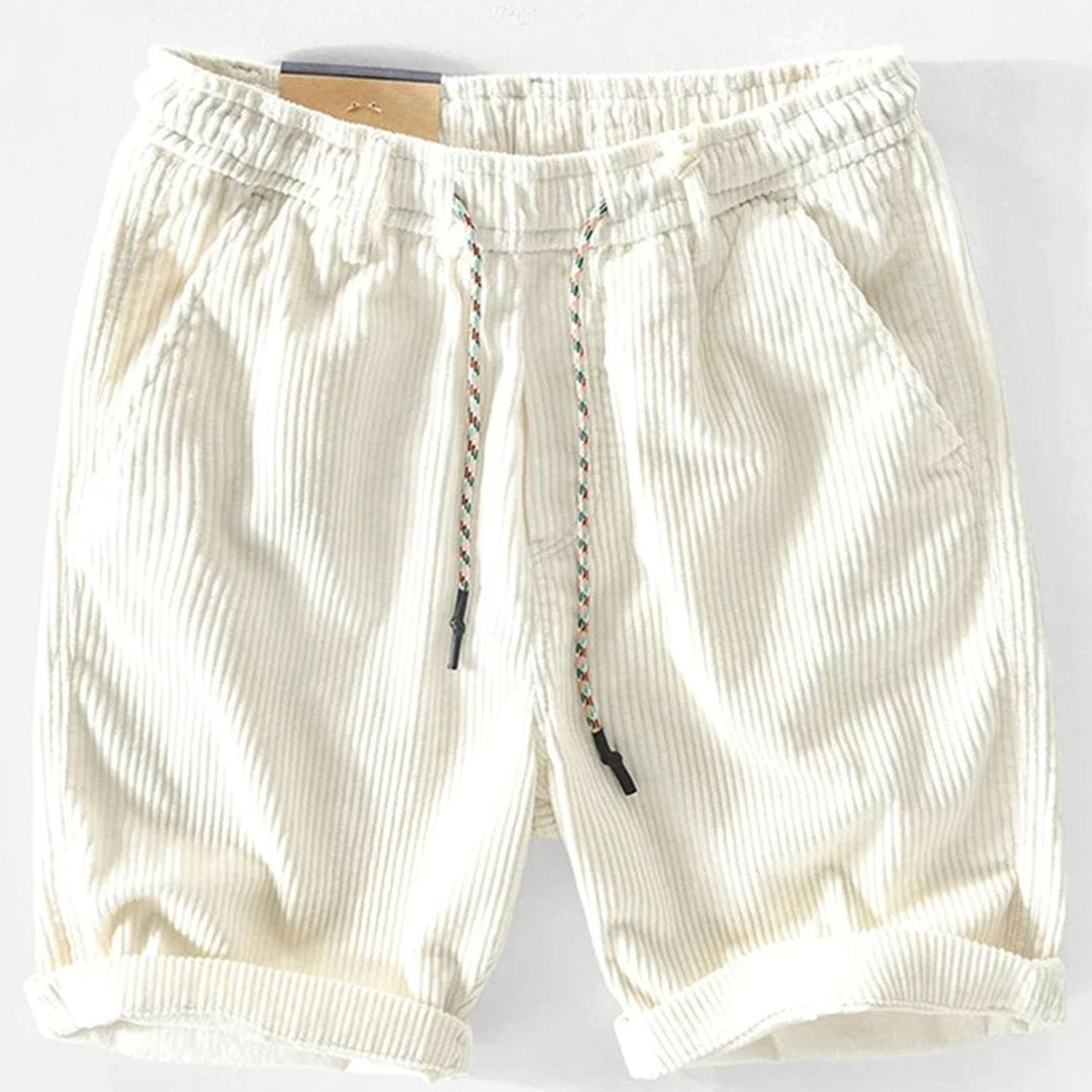 Men's Relaxed-Fit Corduroy Elastic-Waist Shorts - White