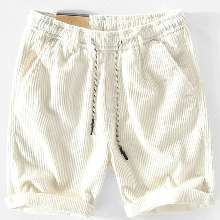 Men's Relaxed-Fit Corduroy Elastic-Waist Shorts - White