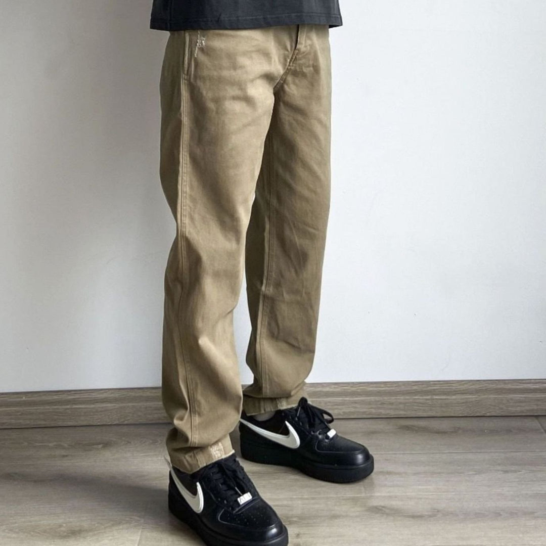 Men's Relaxed-Fit Cotton Khaki Chino Pants Comfortable - Khaki