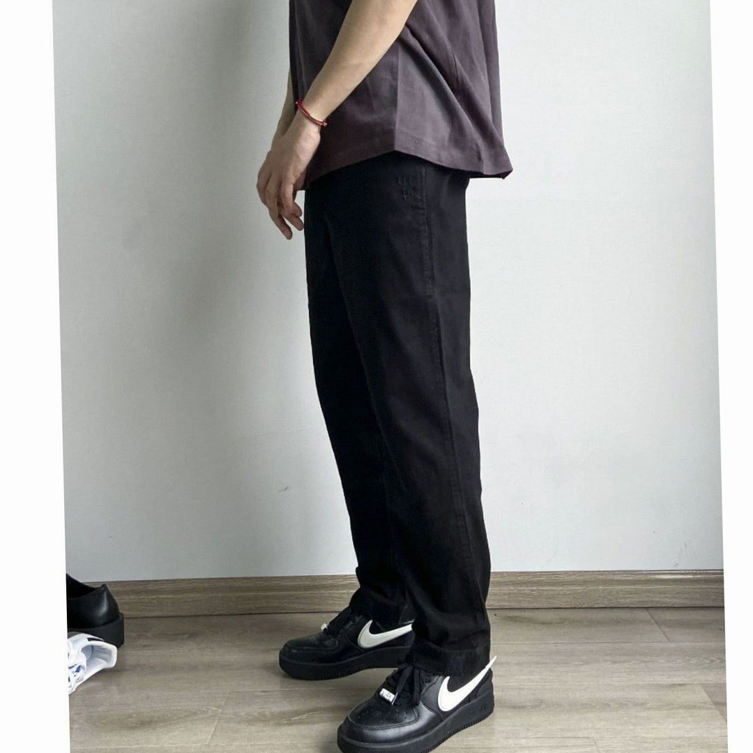 Men's Relaxed-Fit Cotton Khaki Chino Pants Comfortable - Black