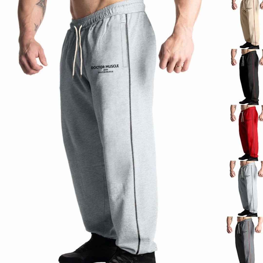 Men's Relaxed-Fit Drawstring Sweat Pants Elastic Waist Side Pockets