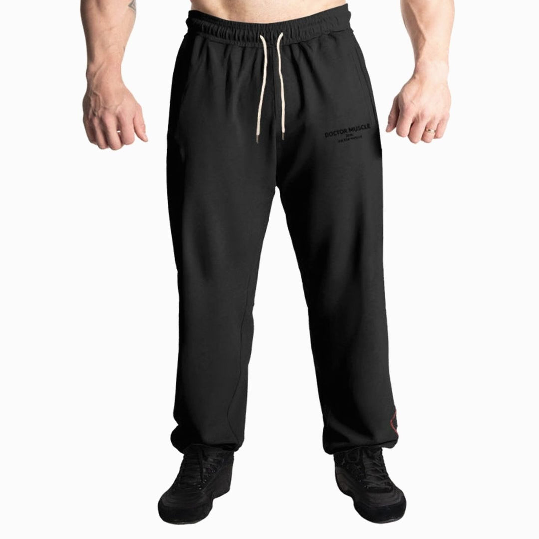 Men's Relaxed-Fit Drawstring Sweat Pants Elastic Waist Side Pockets - Black