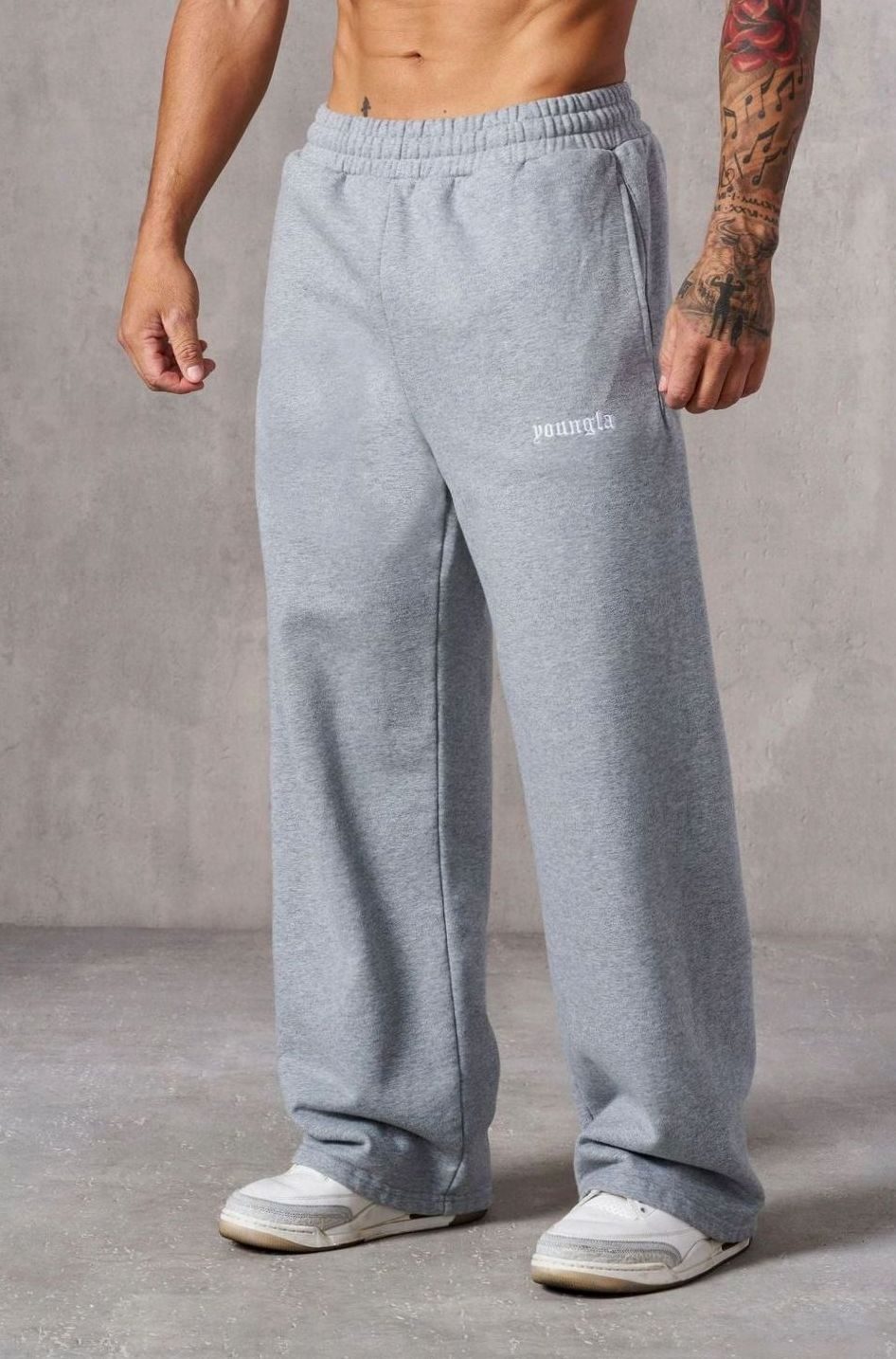 Men's Relaxed-Fit Drawstring Sweat Pants Elastic Waist Side Pockets - Gray