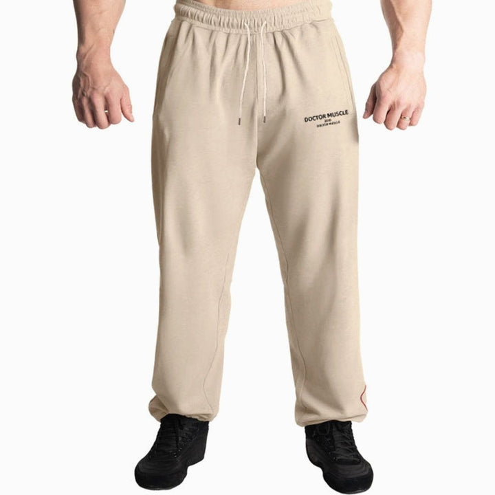 Men's Relaxed-Fit Drawstring Sweat Pants Elastic Waist Side Pockets - Khaki