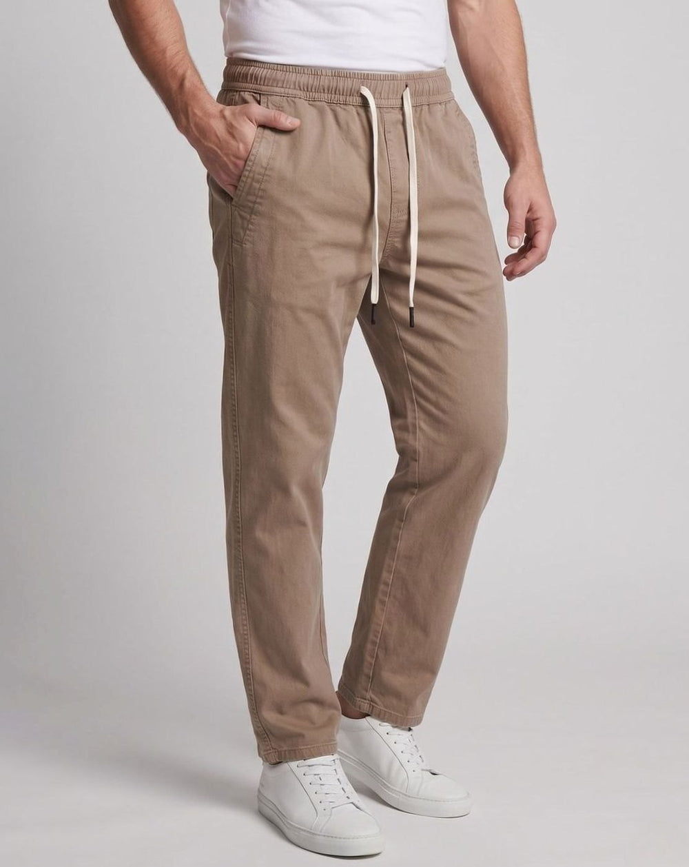 Men's Relaxed-Fit Elastic-Waist Drawstring Chino Pants