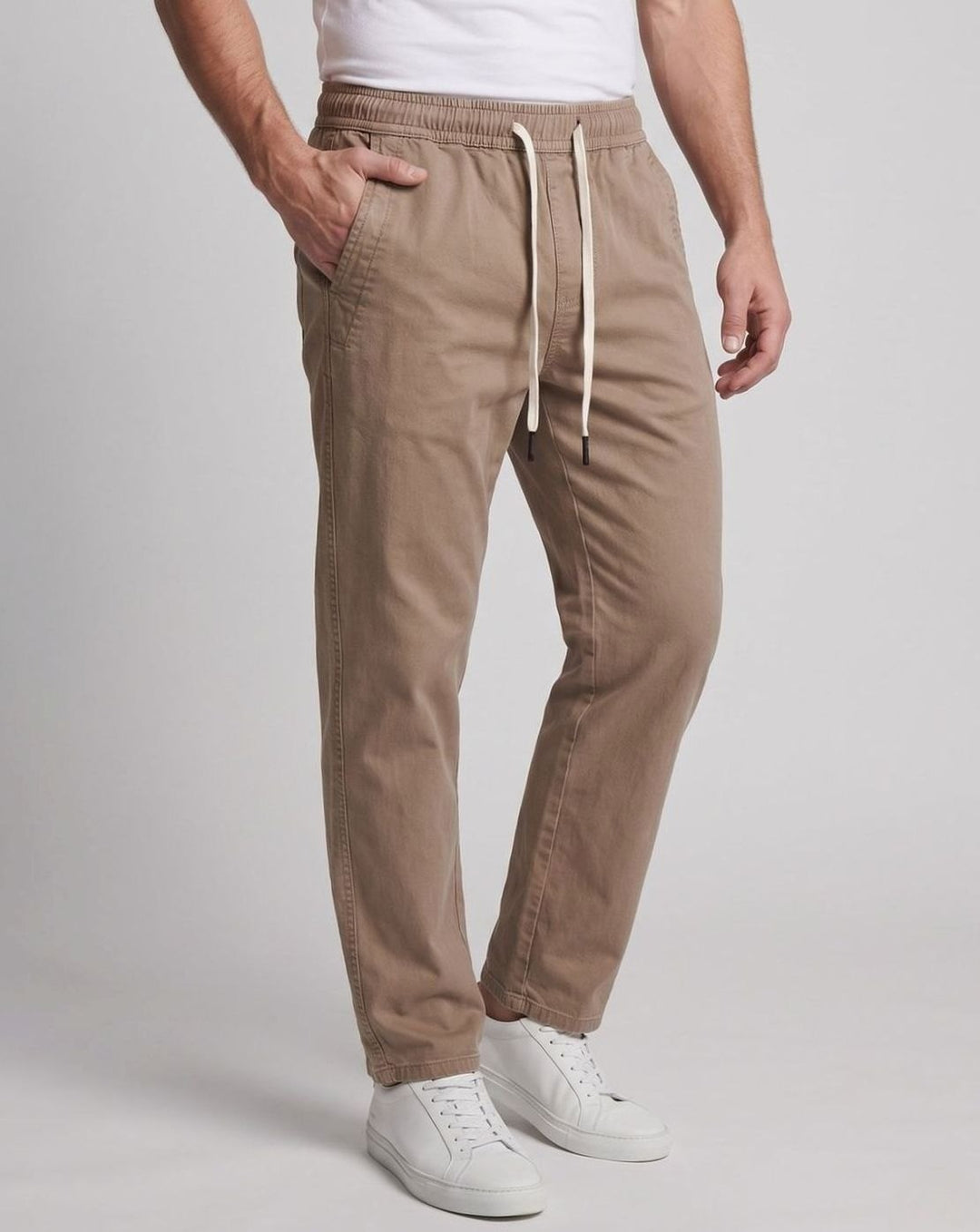 Men's Relaxed-Fit Elastic-Waist Drawstring Chino Pants