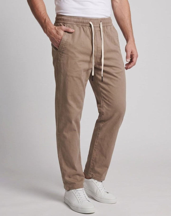Men's Relaxed-Fit Elastic-Waist Drawstring Chino Pants