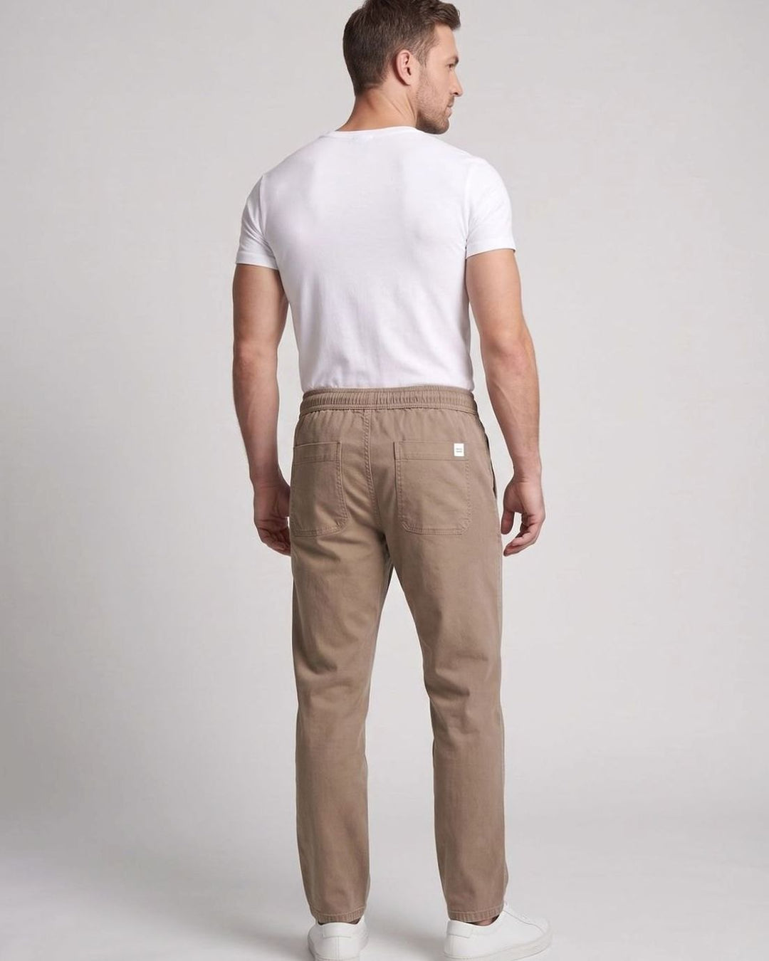 Men's Relaxed-Fit Elastic-Waist Drawstring Chino Pants