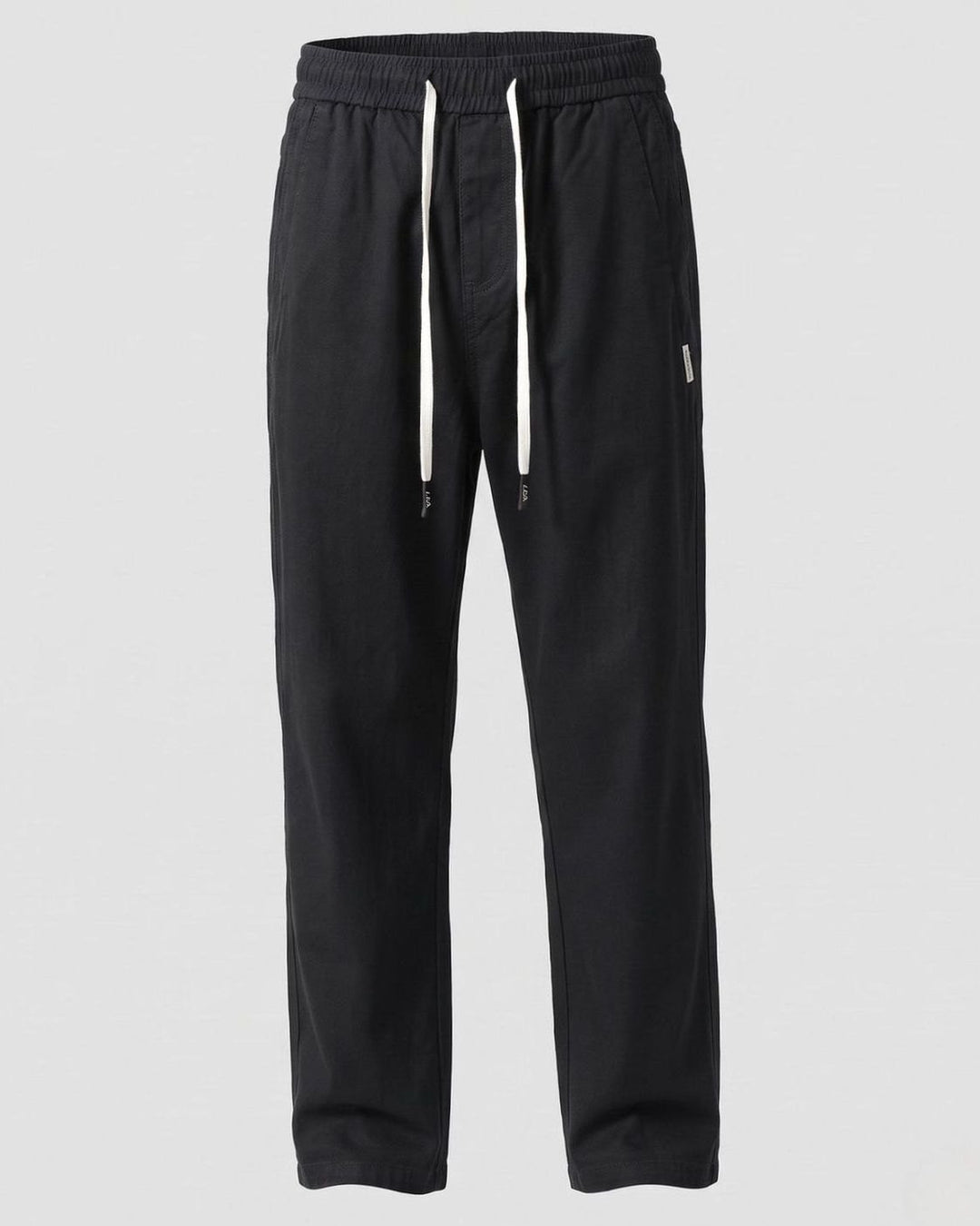 Men's Relaxed-Fit Elastic-Waist Drawstring Chino Pants - Black