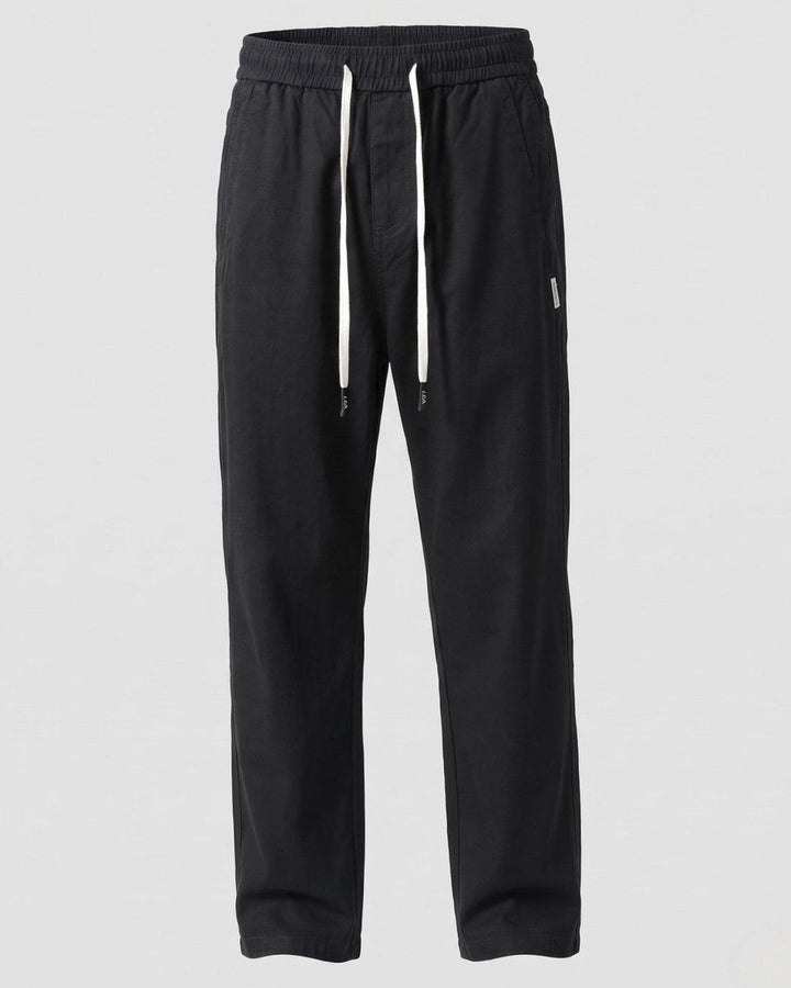Men's Relaxed-Fit Elastic-Waist Drawstring Chino Pants - Black