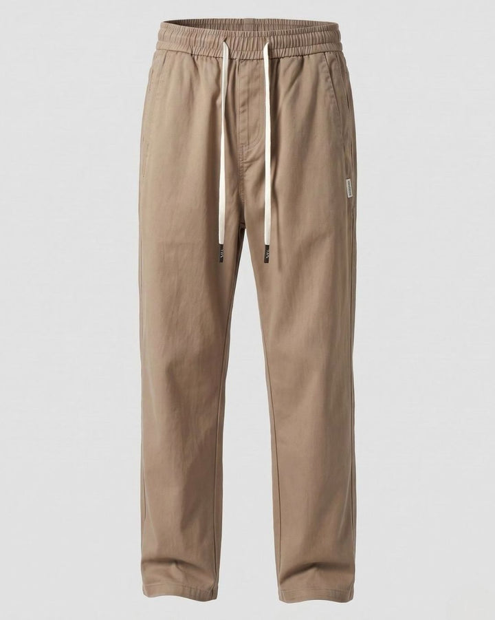 Men's Relaxed-Fit Elastic-Waist Drawstring Chino Pants - Khaki