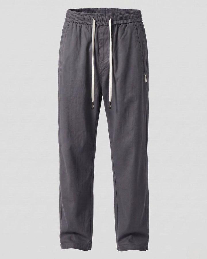 Men's Relaxed-Fit Elastic-Waist Drawstring Chino Pants - Gray