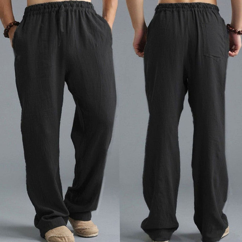 Men's Relaxed-Fit Linen Drawstring Casual Pants