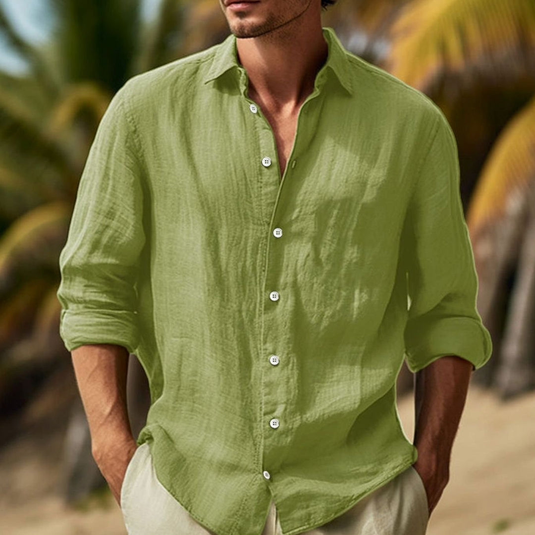 Men's Relaxed-Fit Long Sleeve Button-Down Casual Shirt - Green