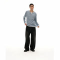 Alexander | Men's Relaxed-Fit Long Sleeve Henley Shirt Double-Layer Collar
