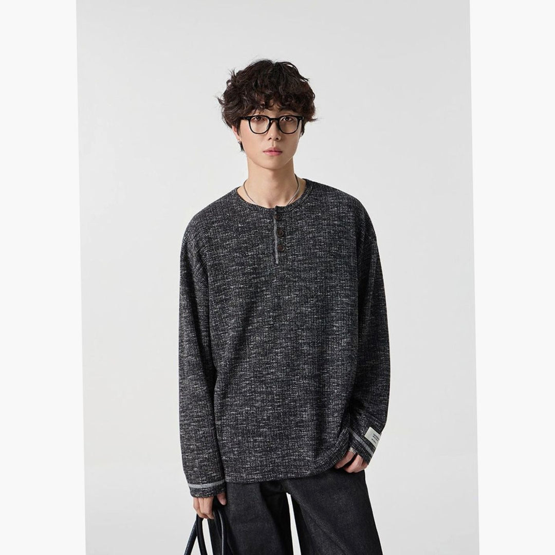 Men's Relaxed-Fit Long Sleeve Waffle Knit Henley Shirt