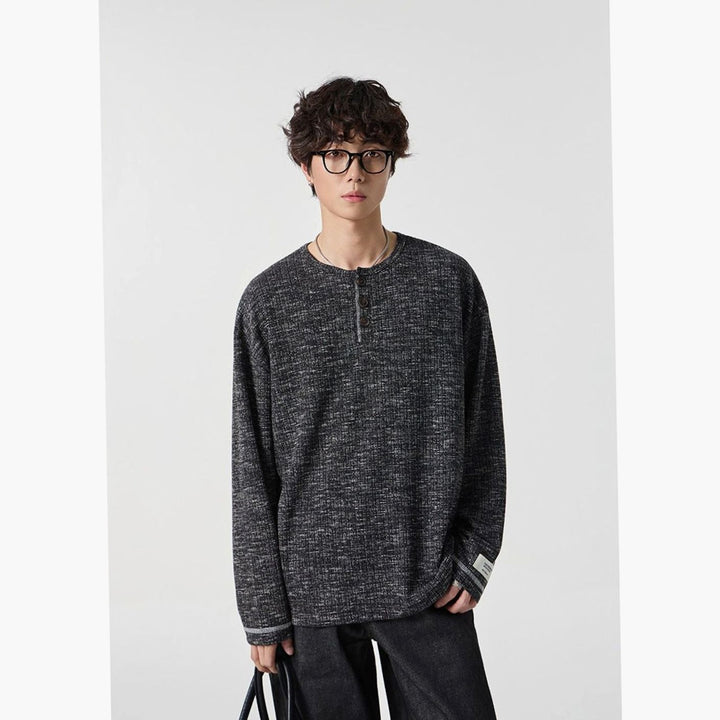Men's Relaxed-Fit Long Sleeve Waffle Knit Henley Shirt