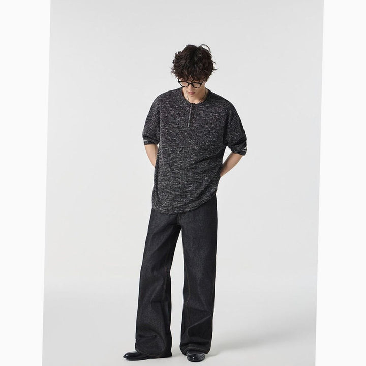 Men's Relaxed-Fit Long Sleeve Waffle Knit Henley Shirt