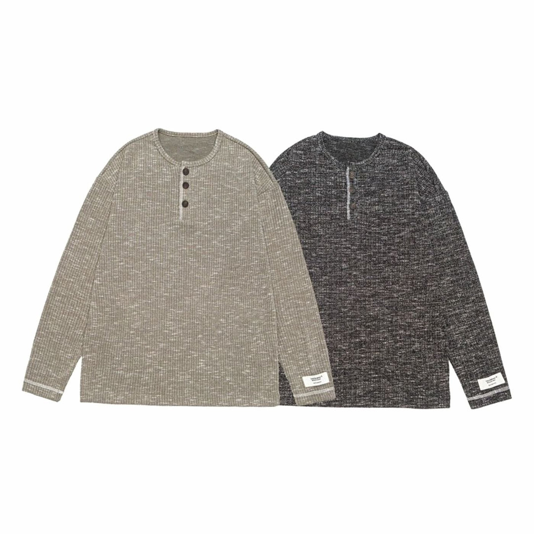 Men's Relaxed-Fit Long Sleeve Waffle Knit Henley Shirt