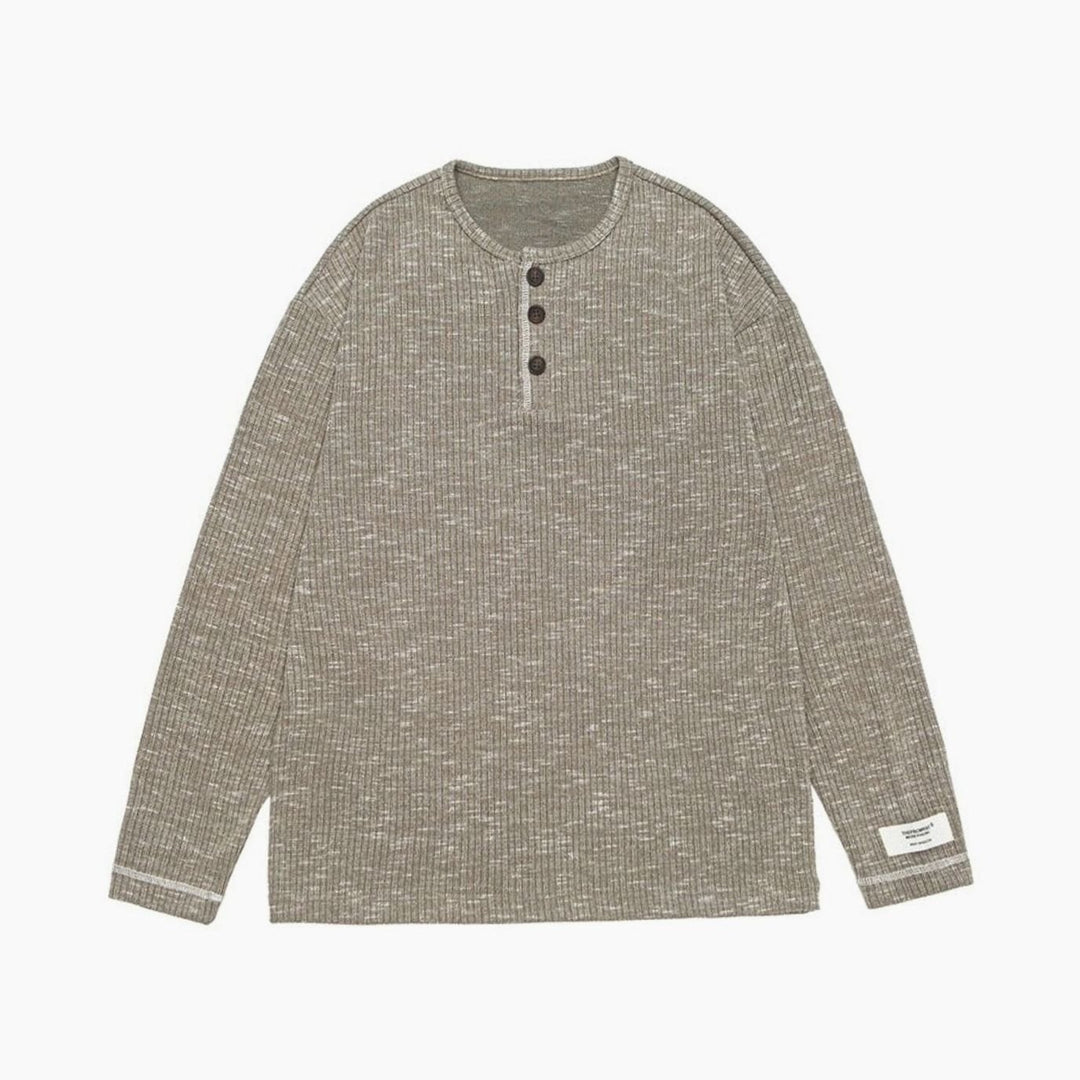 Men's Relaxed-Fit Long Sleeve Waffle Knit Henley Shirt - Gray-Green
