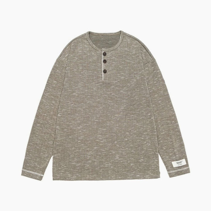 Men's Relaxed-Fit Long Sleeve Waffle Knit Henley Shirt - Gray-Green
