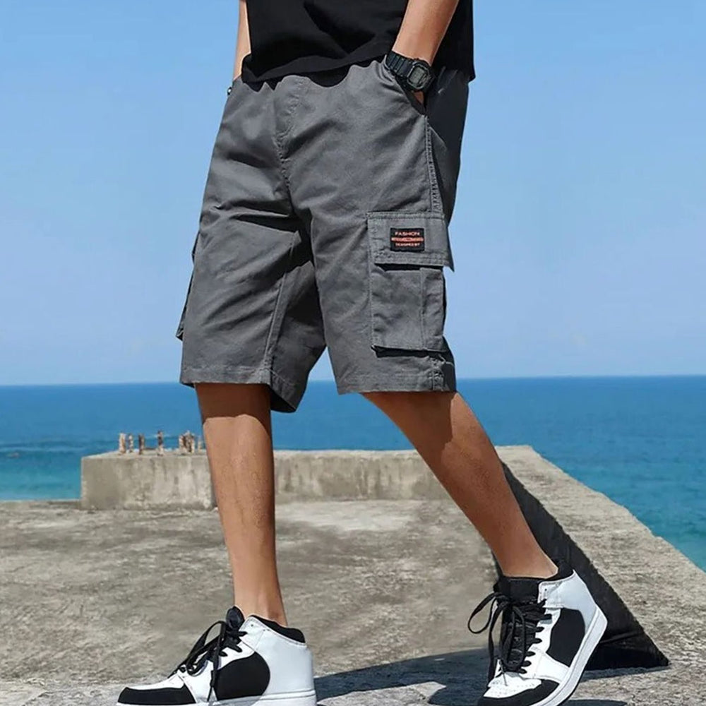 Men's Relaxed-Fit Multi-Pocket Cargo Shorts - Gray