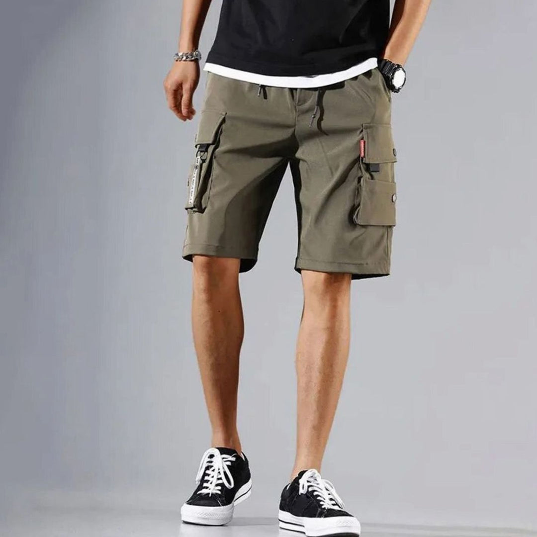 Men's Relaxed-Fit Multi-Pocket Cargo Shorts - Army Green