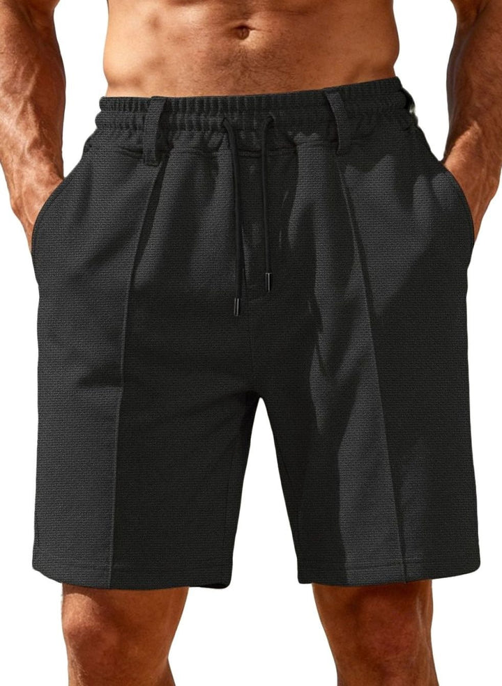 Men's Relaxed-Fit Pleated Drawstring Chino Shorts - Black