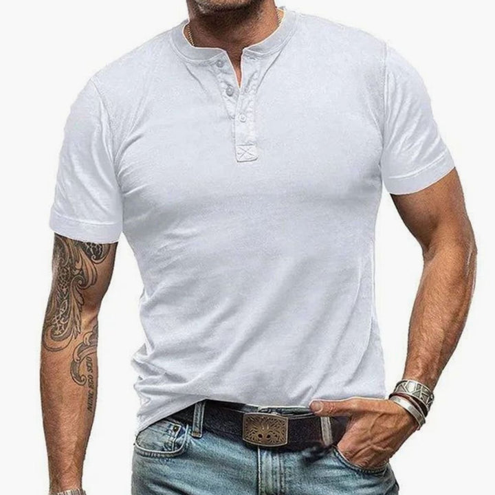 Men's Relaxed-Fit Short-Sleeve Henley T-Shirt - White