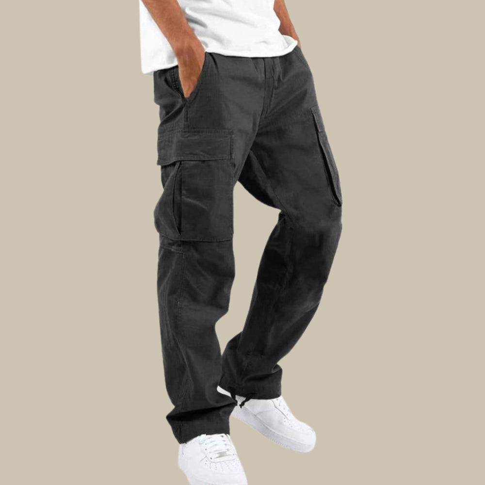 Men's Relaxed-Fit Stretch Multi-Pocket Cargo Pants - Black