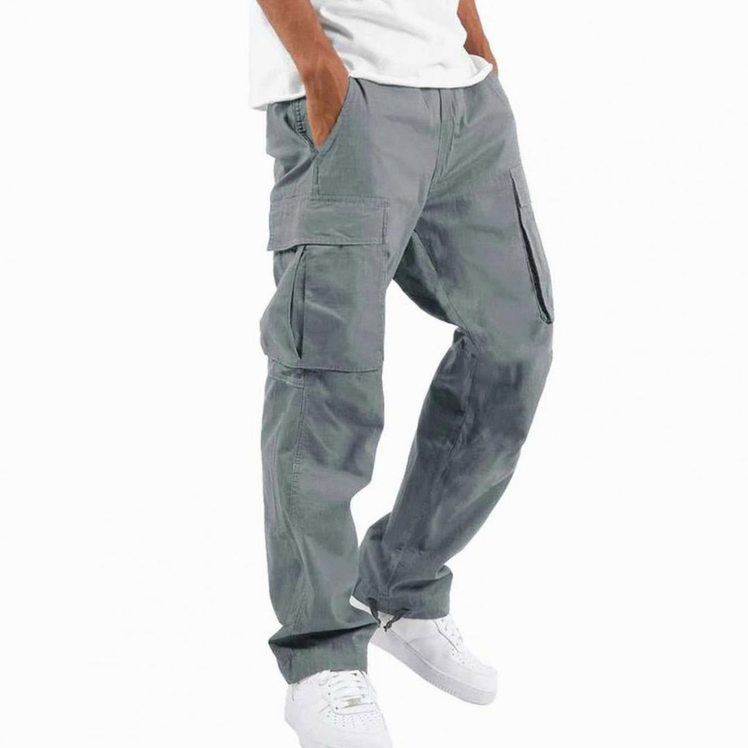 Men's Relaxed-Fit Stretch Multi-Pocket Cargo Pants - Gray