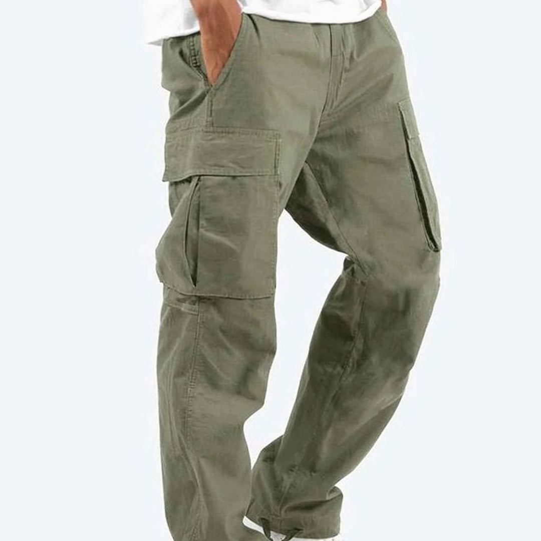 Men's Relaxed-Fit Stretch Multi-Pocket Cargo Pants - Olive Green