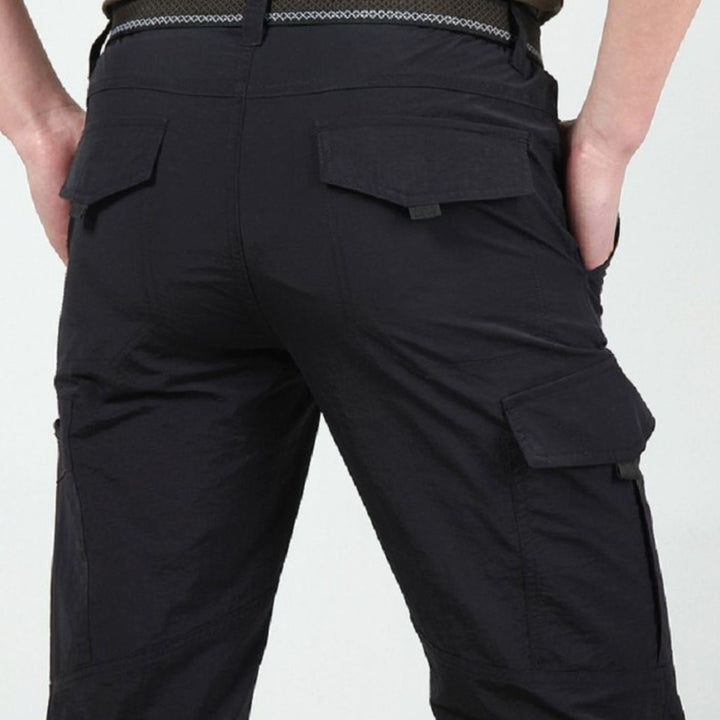 Men's Relaxed-Fit Zip-Pocket Cargo Pants - Black
