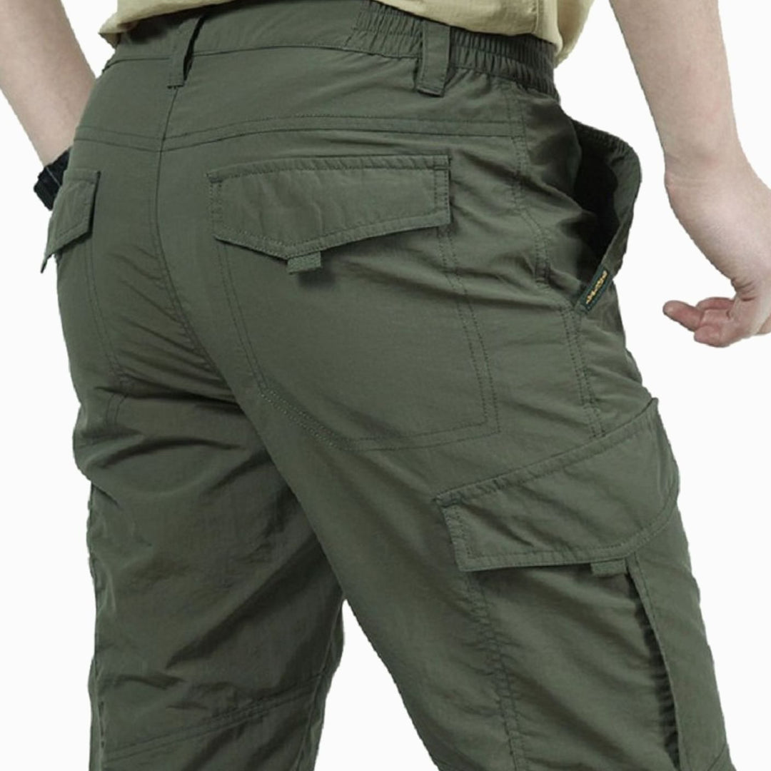 Men's Relaxed-Fit Zip-Pocket Cargo Pants - Army Green