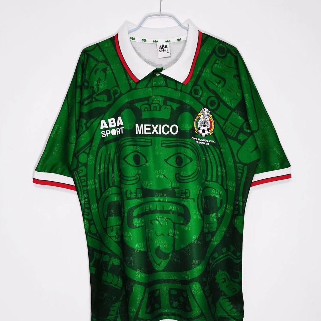 Men's Retro Mexico Soccer Jersey Relaxed-Fit Graphic Tee - 1998 Mexico Home