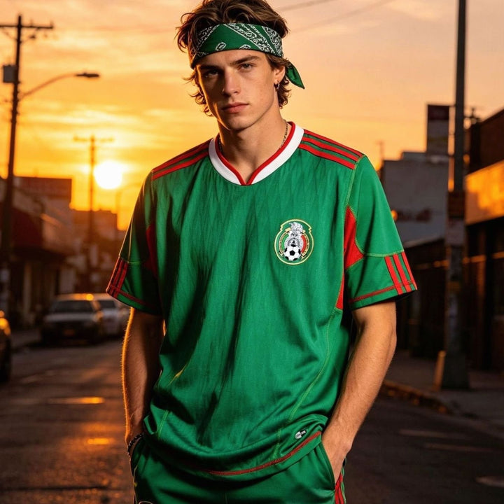 Men's Retro Mexico Soccer Jersey Relaxed-Fit Graphic Tee