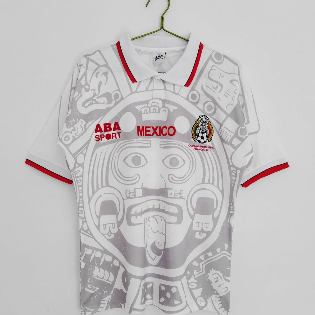 Men's Retro Mexico Soccer Jersey Relaxed-Fit Graphic Tee - 1998 Mexico Away