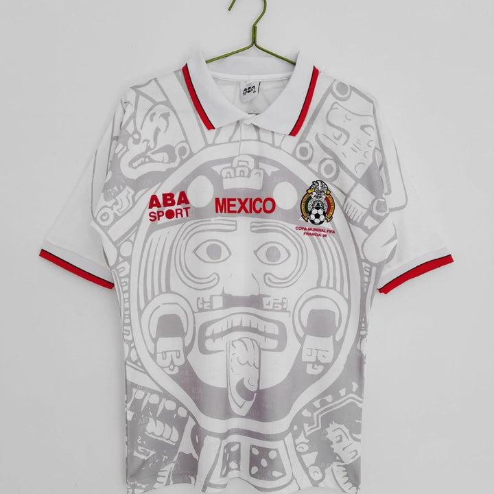 Men's Retro Mexico Soccer Jersey Relaxed-Fit Graphic Tee - 1998 Mexico Away