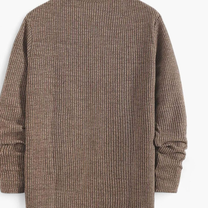 Men's Ribbed Cotton-Blend Henley Pullover Sweater