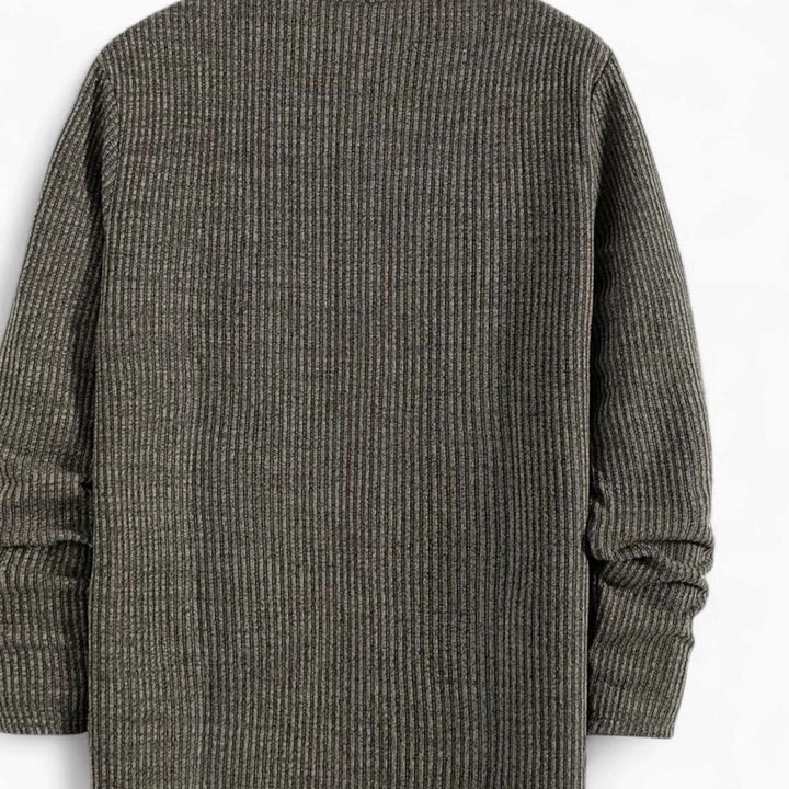 Men's Ribbed Cotton-Blend Henley Pullover Sweater