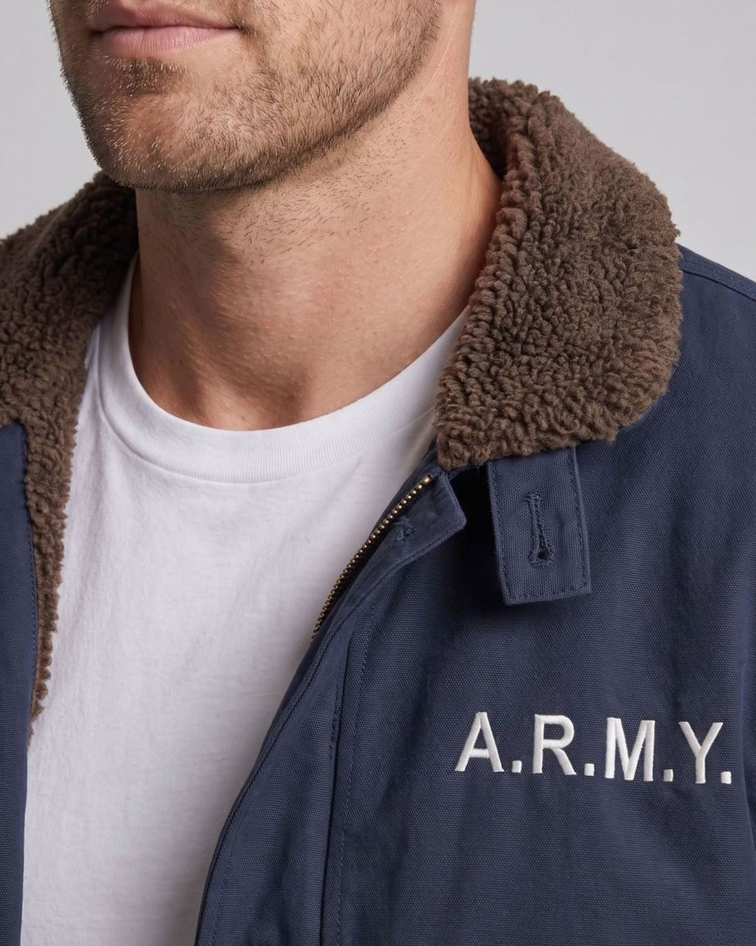 Men's Sherpa-Collar Canvas Field Jacket