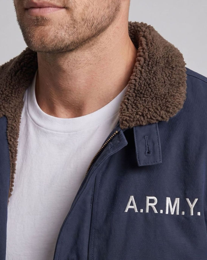 Men's Sherpa-Collar Canvas Field Jacket