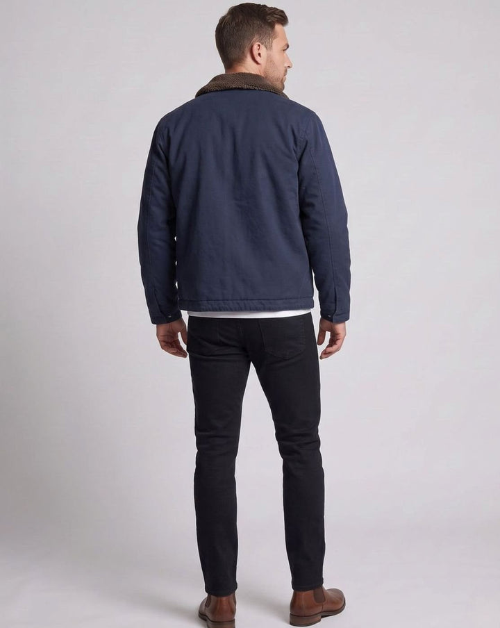 Men's Sherpa-Collar Canvas Field Jacket