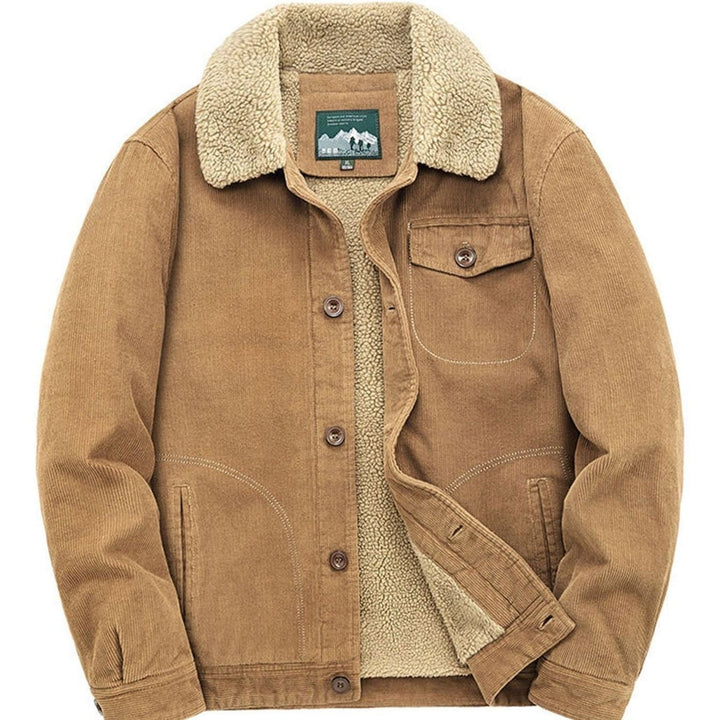 Men's Sherpa-Lined Corduroy Button-Front Winter Jacket, Gray
