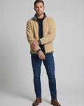 Caleb | Men's Sherpa-Lined Thermo Fleece Full-Zip Stand-Collar Jacket, Light Brown