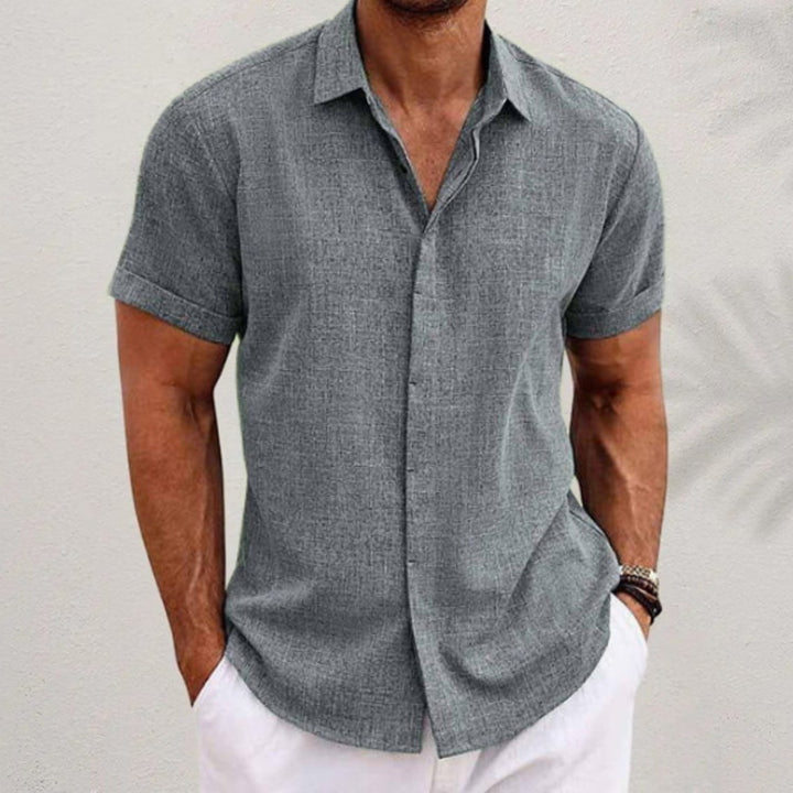 Men's Short-Sleeve Button-Down Collar Shirt - Gray