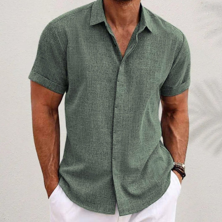 Men's Short-Sleeve Button-Down Collar Shirt - Green